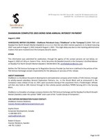 SHAMARAN COMPLETES 2025 BOND SEMI-ANNUAL INTEREST PAYMENT (CNW Group/ShaMaran Petroleum Corp.)