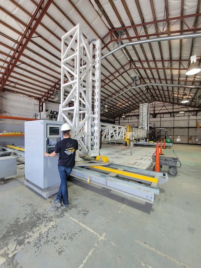 BB3D's modular NEXCON 3D construction printer show configured to single story height at the PA headquarters.