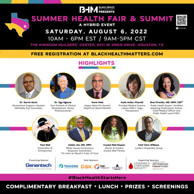 Black Health Matters brings its award-winning Summit and Health Fair to Houston, Texas on August 6, 2022 at the Kingdom Builder's Center in West Orem.