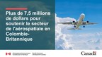 Le gouvernement du Canada annonce un soutien visant à renforcer le secteur de l'aérospatiale en Colombie-Britannique
