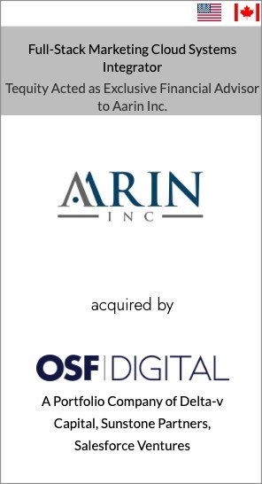 Tequity's Client, Aarin Inc., a Full-Stack Marketing Cloud Systems Integrator, Has Been Acquired by OSF Digital