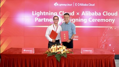 Signing ceremony: Lightning Cloud is now a global strategic partner of Alibaba Cloud (PRNewsfoto/Lightning Cloud)