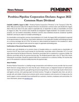 Pembina Pipeline Corporation Declares August 2022 Common Share Dividend