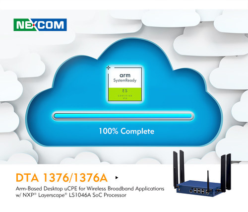 DTA 1376 is a desktop uCPE appliance with an NXP® Semiconductor’s Layerscape® LS1046A SoC processor containing quad 64-bit Arm® Cortex®-A72 cores inside, and has recently obtained the Arm SystemReady™ ES (Embedded Server) certification. DTA 1376 is a ready-to-deploy solution and its highlights include cost-effectiveness, power efficiency, flexibility, and software-friendliness. DTA 1376 is a desktop uCPE appliance with an NXP® Semiconductor’s Layerscape® LS1046A SoC processor containing quad 64-bit Arm® Cortex®-A72 cores inside, and has recently obtained the Arm SystemReady™ ES (Embedded Server) certification. DTA 1376 is a ready-to-deploy solution and its highlights include cost-effectiveness, power efficiency, flexibility, and software-friendliness.