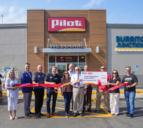 The Pilot travel center in Corbin, Kentucky celebrates its newly completed remodel with a ribbon cutting ceremony and $20,000 donation to Corbin Independent School District as part of $1 billion 'New Horizons' initiative.