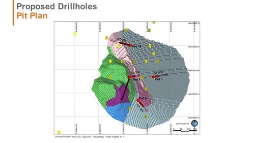 Figure 1. Wicheeda REE Deposit PEA Ultimate Pit Geotechnical Drill Plan (CNW Group/Defense Metals Corp.)
