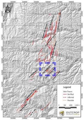 Map 2. Location of Las Maras target including Las Peñas vein. (CNW Group/Outcrop Silver & Gold Corporation) Map 2. Location of Las Maras target including Las Peñas vein. (CNW Group/Outcrop Silver & Gold Corporation)