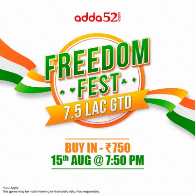Adda52 announces 'Freedom Fest' - an online Poker tournament to celebrate 75 years of Independence