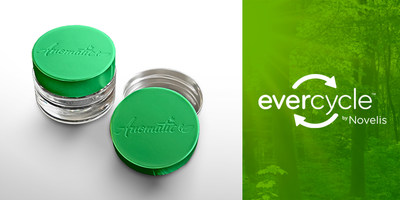 evercycle by Novelis 100% recycled aluminum featured on the Anomatic 2-PC All-Aluminum Jar Lid for Skin Care Packaging (eliminating plastics) enabling 100% recyclability.