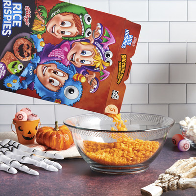 New Kellogg's® Rice Krispies® Shocking Orange Colored Cereal makes seasonal treat making fun, festive and easier than ever. (Credit: Kellogg’s Rice Krispies)
