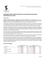 SHAMARAN REPORTS RECORD QUARTERLY OIL SALES REVENUES AND RECORD OPERATIONAL CASH FLOWS (CNW Group/ShaMaran Petroleum Corp.)