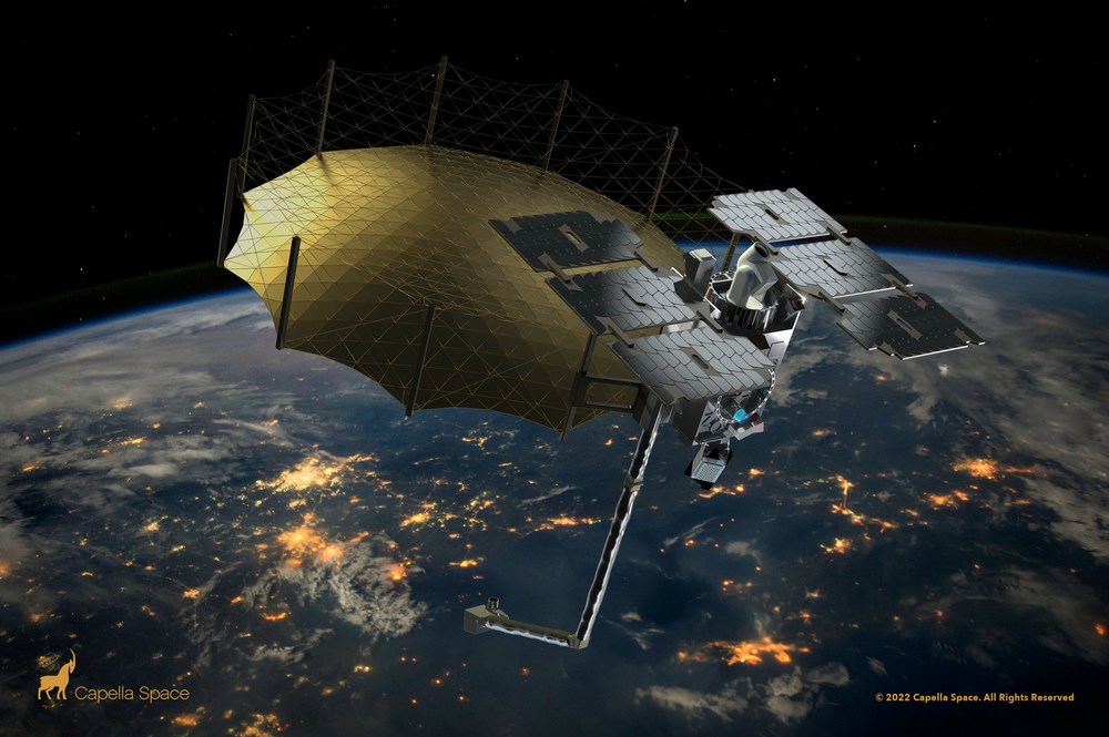 Artist rendering of the Capella Space third generation satellite, Acadia.