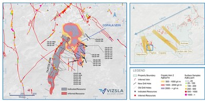 Figure 1: Plan map of recent drilling centered on the Copala vein. (CNW Group/Vizsla Silver Corp.)