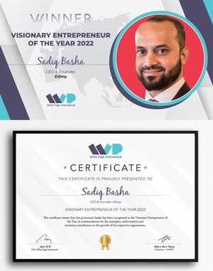 Edvoy CEO, Sadiq Basha, named Visionary Entrepreneur of the Year 2022 by WPI