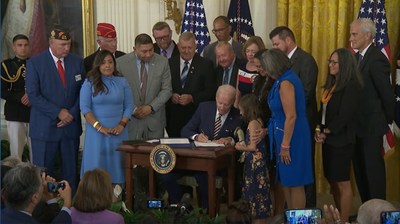 At a White House ceremony today, Wounded Warrior Project (WWP) applauded President Joe Biden's signing of the SFC Heath Robinson Honoring Our PACT Act.