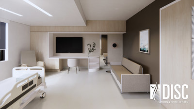3D Rendering of DISC Patient Recovery Private Suite.