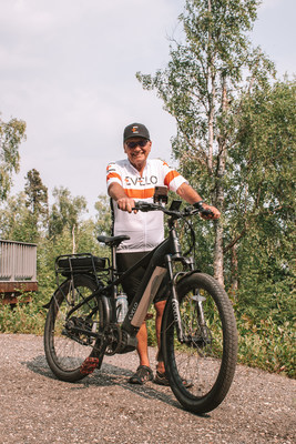 This summer, Bob Fletcher, a retired educator and avid adventure cyclist from Edmonton, Alberta, Canada, will be ringing in his 80th birthday and 25th year of retirement by riding an EVELO electric bicycle approximately 8,300 miles over 155 days with the goal of breaking the existing Guinness World Record for the longest journey made by a motorized bicycle. (Photo Credit: Kim Voogsgeerd)