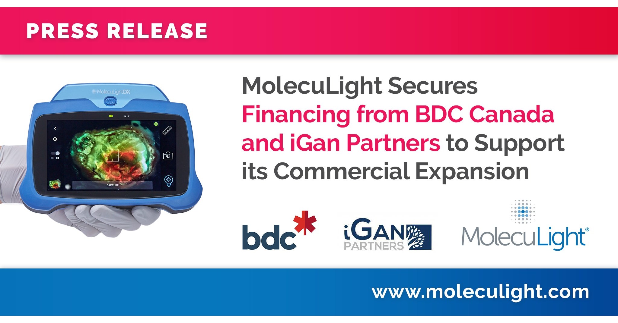 MolecuLight Secures Financing from BDC Canada and iGan Partners to Support its Commercial Expansion