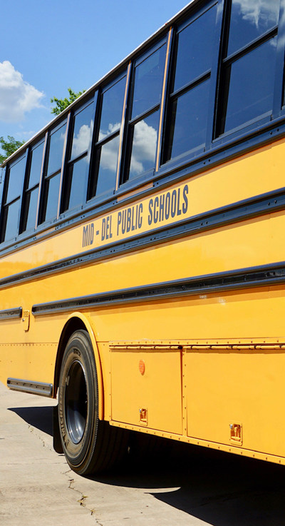 Mid-Del School Bus equipped with MERV-13 filtration and UV-C