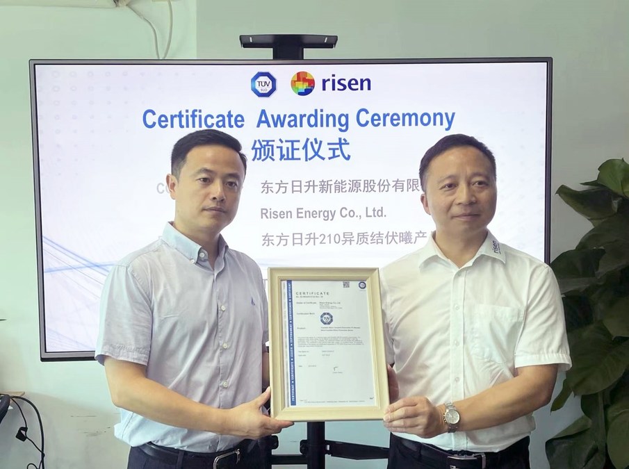 Risen Energy's HJT 700W Hyper-ion Series Receives TÜV SÜD certification - Vimarsana News