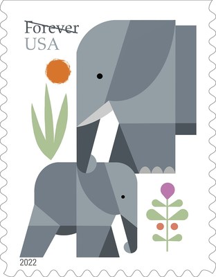 Elephants star on Forever Stamps on World Elephant Day
