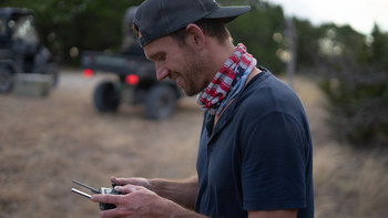 David Piercy flying a drone at a video/photoshoot in Wimberley, Texas