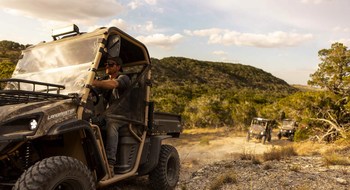 David Piercy driving a UTV in Wimberley, Texas