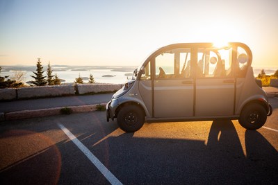 Acadia GEM vehicle in Acadia National Park.