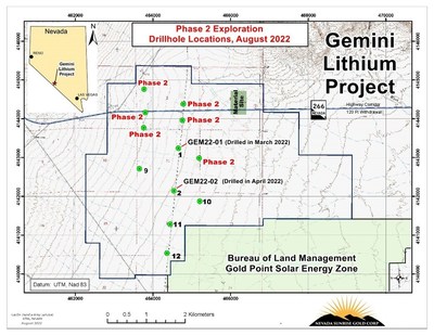 Phase 2 Exploration Program – Drillhole Locations (CNW Group/Nevada Sunrise Gold Corporation)