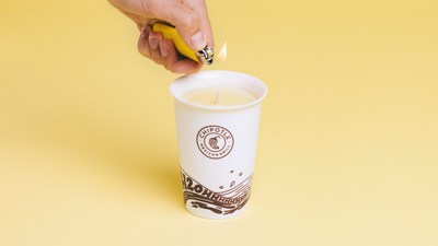 Chipotle’s new lemonade-scented soy candle is designed to look like a Chipotle water cup. Some Chipotle fans have been known to “accidentally” fill their complimentary water cups with lemonade at the restaurant’s beverage station.