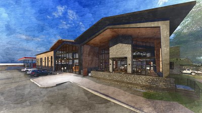 A rendering showcases the design of the new Tennessean Travel Stop, a project being built to replace the popular former travel facility that was destroyed in a fire last year.