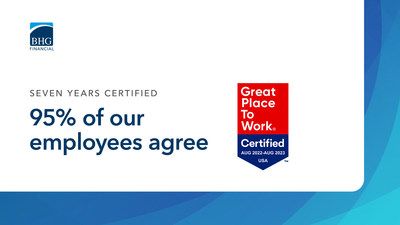 BHG Financial Certified as a Great Place to Work for the seventh consecutive year