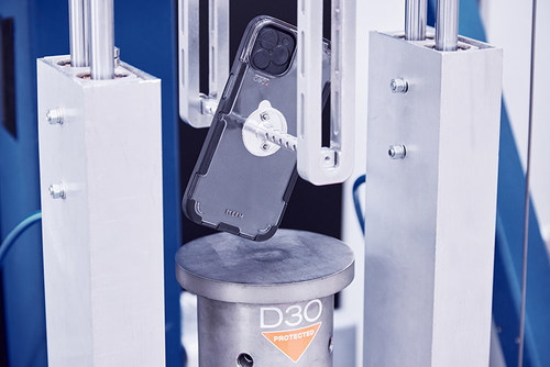 EFM phone case protected by D3O®, undergoing testing at the D3O Global Innovation Lab in London, UK