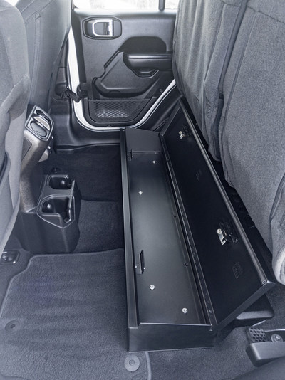 Tuffy Security Products has added a full width underseat lockbox (Model #387-01) to its line of secure vehicle storage products for the owners of 2020-2022 Jeep Gladiator models. The lockbox keeps gear and other valuables organized while being out of sight.