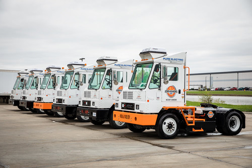 Orange EV e-TRIEVER Yard Trucks