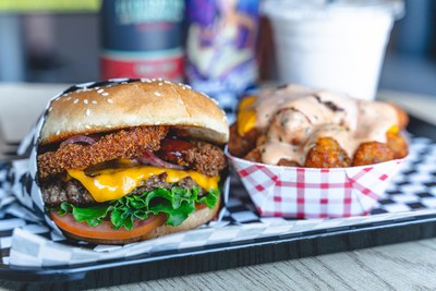 Vegan Burger and Loaded Tots at Malibu's Burgers