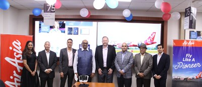 From left to right: Kirti Veluri (Sr Manager - Training & Standards, AAI), Winston Eng (Director of Sales APAC, CAE), Capt Arun Nair (Chief Pilot Training & Standard, AAI), Sunil Baskaran (CEO, AAI), John Billington (Director of Operations APAC, CAE), Capt Manish Uppal (Head of Operations, AAI), Chuck Pulakhandam (Managing Director, India, CAE) and Dharun Kumar – (Regional Sales Manager, India, CAE) (CNW Group/CAE INC.)