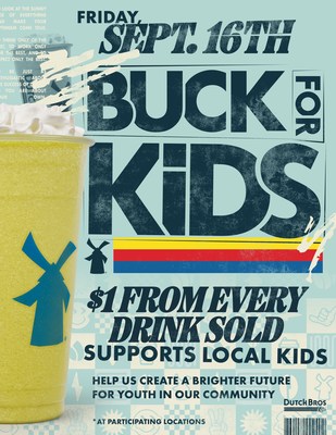 On Friday, Sept. 16, Dutch Bros Coffee will partner with customers to raise money for local youth organizations throughout the nation.