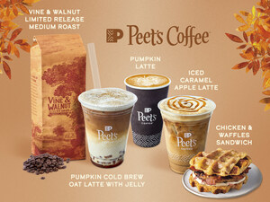PEET'S COFFEE WELCOMES FALL WITH THE NEW CARAMEL APPLE LATTE AND PUMPKIN COLD BREW OAT LATTE WITH BROWN SUGAR JELLY