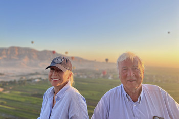 Tor and Karine during a sunrise hot air balloon excursion in Egypt’s Valley of the Kings, one of Viking’s highest-rated shore excursions on the popular Pharaohs & Pyramids itinerary. For more information, visit www.viking.com.