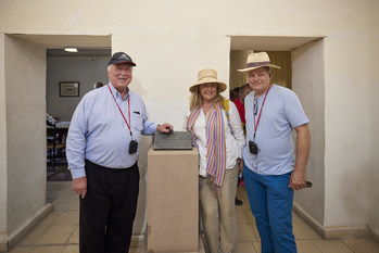 Viking Chairman Torstein Hagen with George Herbert, the 8th Earl of Carnarvon, and the Countess of Carnarvon, inside Howard Carter’s house in Luxor, Egypt. Nearly 100 years ago, in November 1922, Carter and his co-explorer and benefactor, the 5th Earl of Carnarvon, discovered the tomb of Tutankhamun, nearby in the Valley of the Kings. For more information, visit www.viking.com.