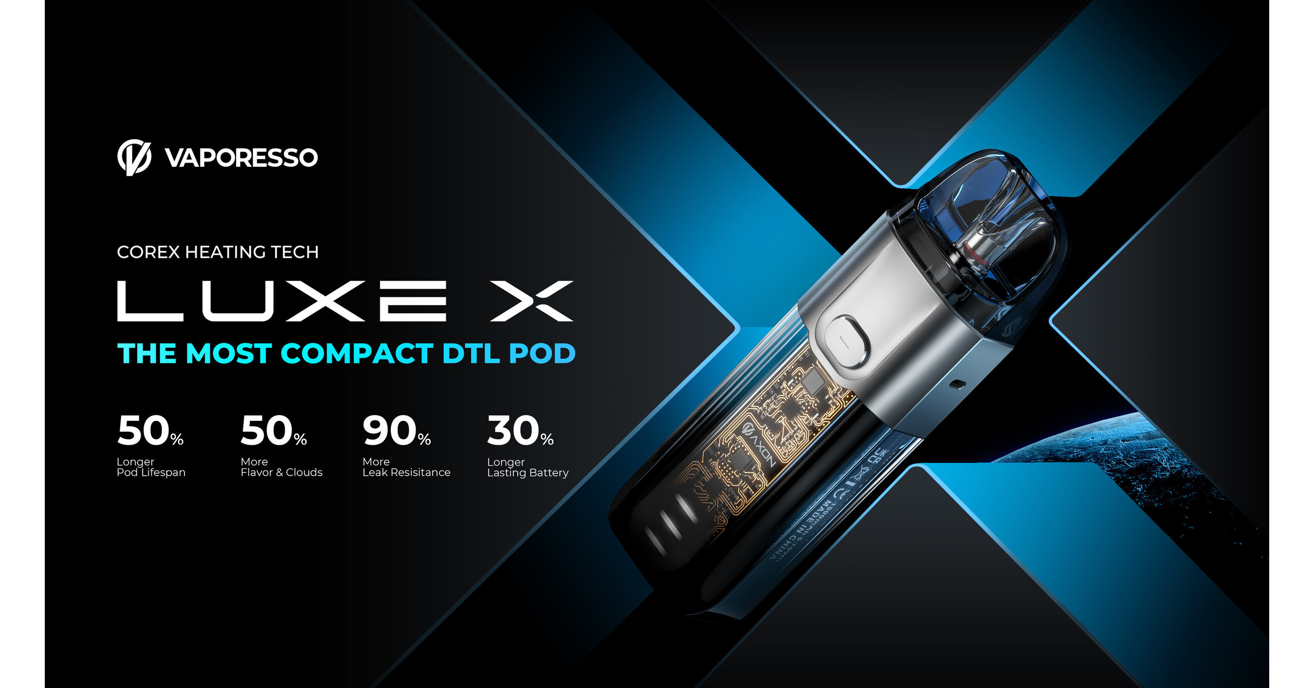VAPORESSO dévoile le LUXE X au Royaume-Uni et en France, doté de sa dernière technologie de base COREX