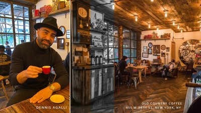 Dennis Agalli at Old Country Coffee in Hudson Yards. The restaurateur and entrepreneur announced that he has started a new promotion for free coffee and resources open to all students who are looking for a place to study.
