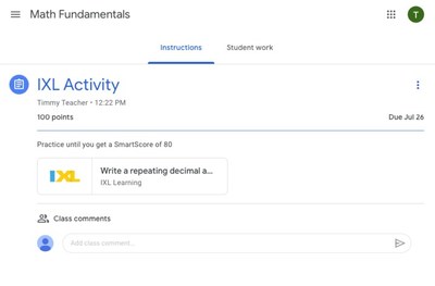 The new add-on creates a seamless way for schools using Google Classroom and IXL to help educators simplify class management, personalize learning and capitalize on valuable instructional time.