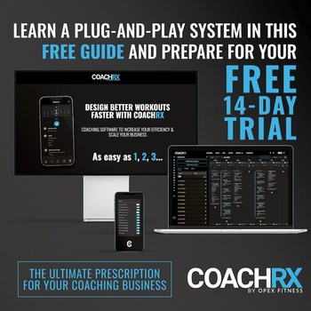 CoachRx remote coaching software for fitness professionals who want to do it all-get client results and grow their business-minus the burnout. By integrating all of the features you need into one platform, you can become the efficient and effective coach you want to be. Download the free Getting Started Guide and start your free 14 day trial today.