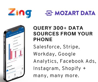 Zing Data, in partnership with Mozart Data, enables you to query more than 300 data sources such as Salesforce, Instagram, Facebook, Google, Youtube, Workday, and many, many more from iOS, Android, and the web.