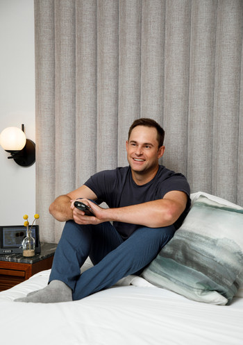 Former World No.  1 Tennis Player Andy Roddick in the 'Guest How Andy Roddick Guests' suite at the Kimpton Hotel Eventi