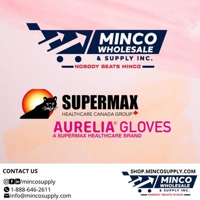 Minco Wholesale & Supply Inc. is proud to announce a brand-new partnership with Canadian manufacturer Supermax Healthcare Canada Group.<br />
Visit our websites to find their amazing products at: https://shop.mincosupply.com (CNW Group/Minco Wholesale and Supply Inc)