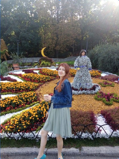 Maryna at an arboretum at her home town in Ukraine