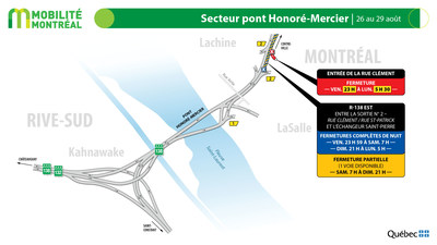 R138 est, secteur rue Clment et changeur Saint-Pierre, fin de semaine du 26 aot (Groupe CNW/Ministre des Transports)